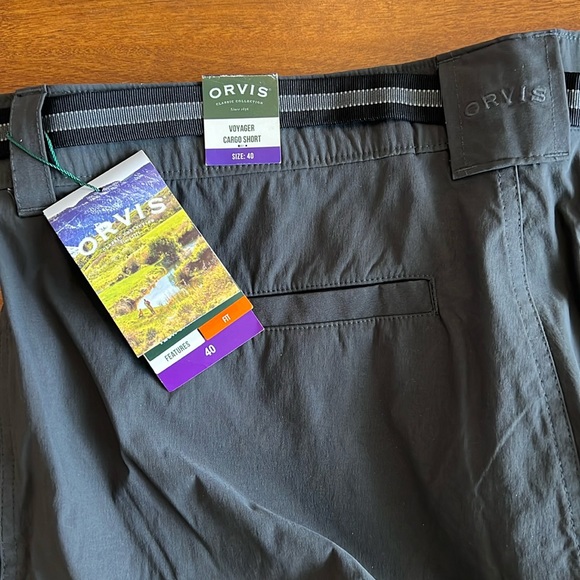 Charcoal (Dark Gray) Orvis Tech Voyager Cargo Shorts, size 40 - Picture 3 of 5